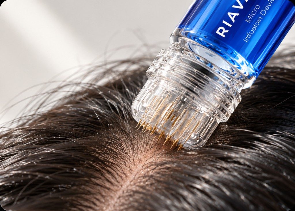 Riavâte device applied to the scalp